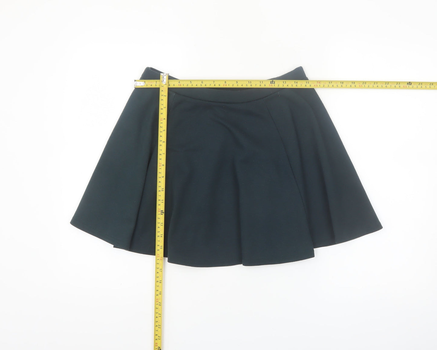 River Island Women's Black Skater Mini Skirt Size 12 Stretch Jersey