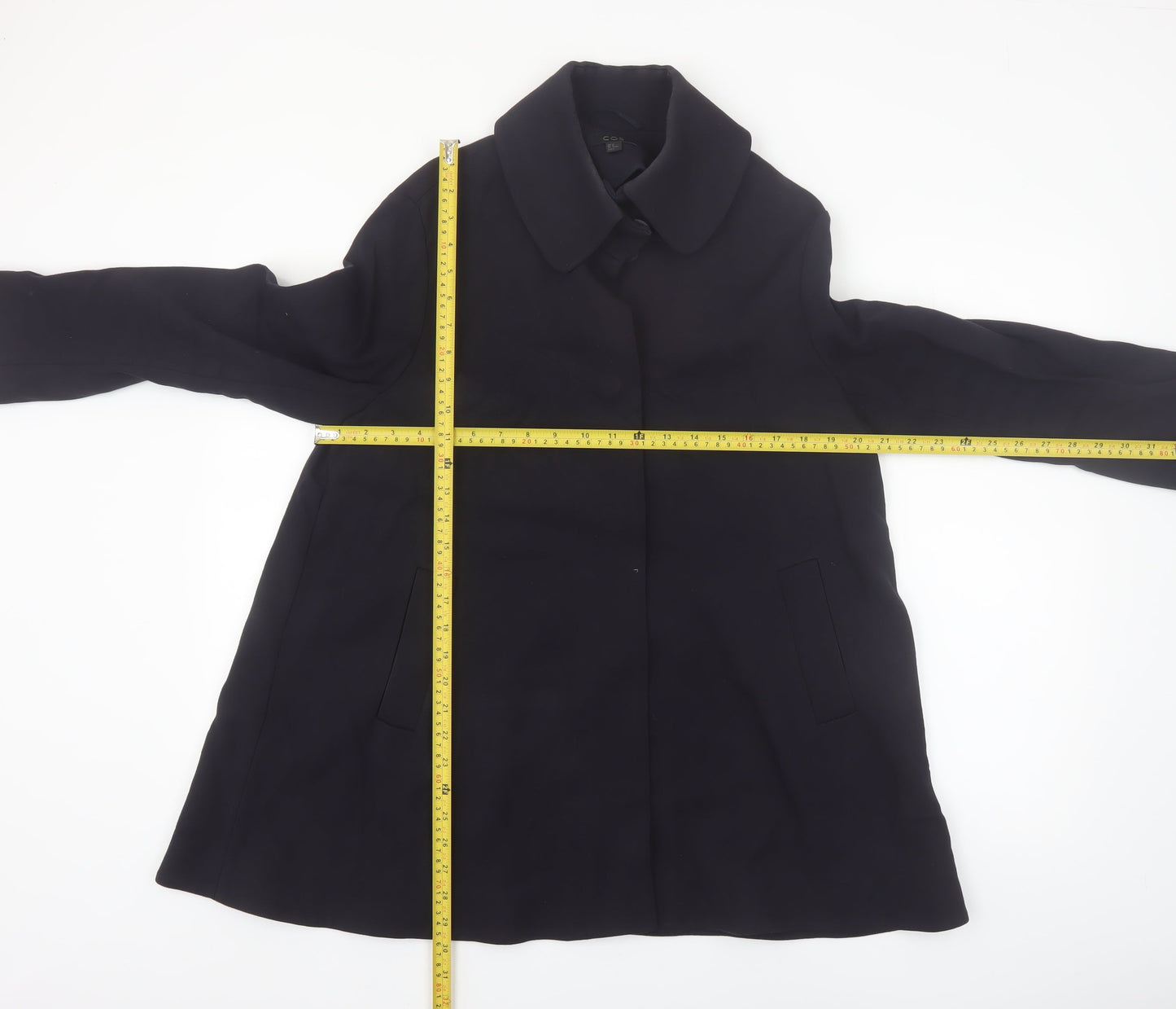 COS Womens Black Mid-Length Classic Overcoat Size 12