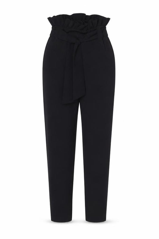 PrettyLittleThing Women’s Black Paperbag High Waist Trousers Size 6