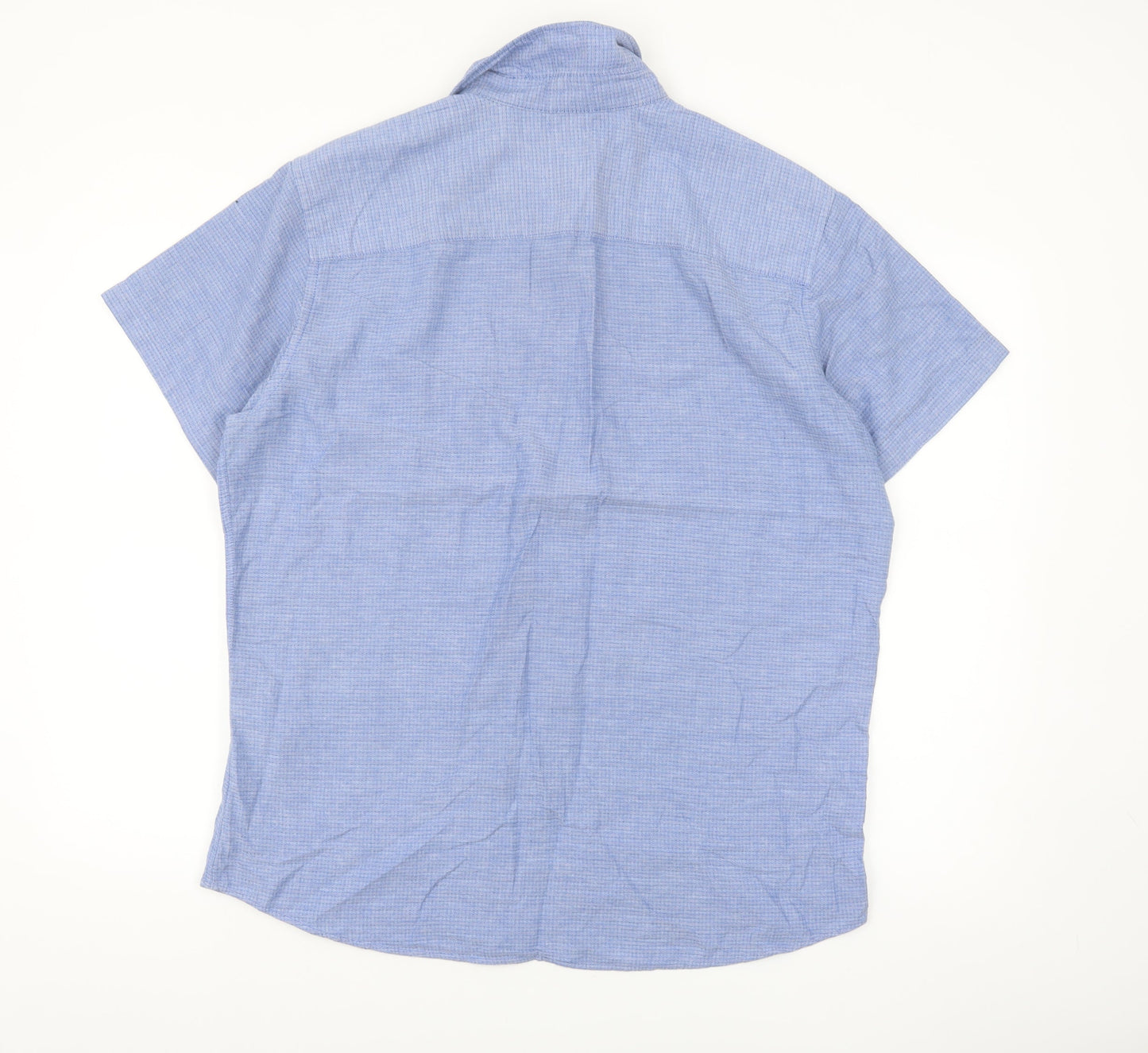 Jack & Jones Men's Blue Cotton Short Sleeve Button-Up Shirt XL