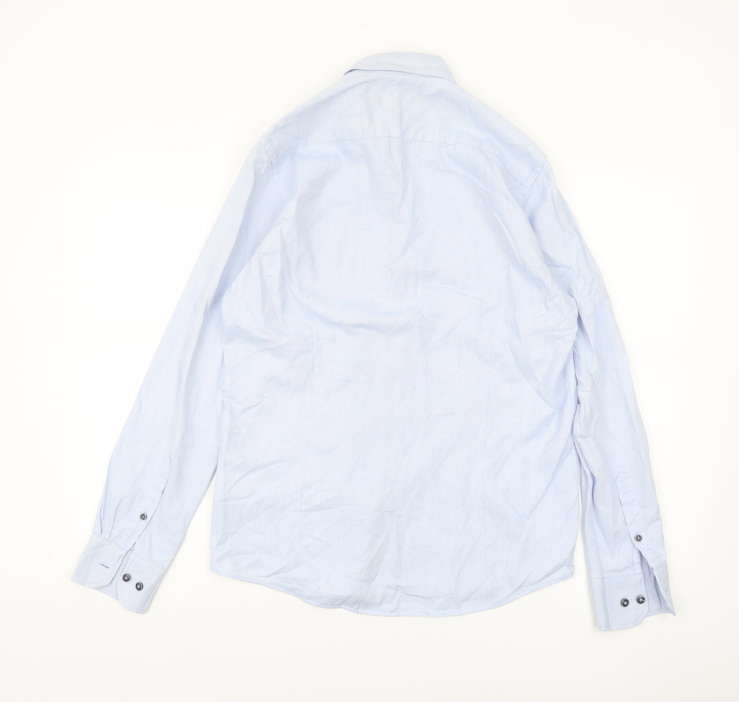 Bugatti Men’s Blue Long Sleeve Regular Fit Button-Down Shirt S
