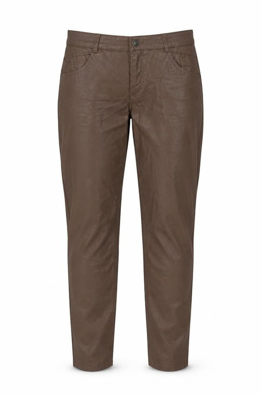 Atelier Gardeur Women's Brown Cotton Slim Trousers Size 12