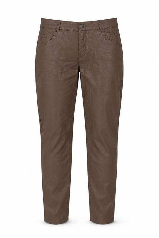 Atelier Gardeur Women's Brown Cotton Slim Trousers Size 12