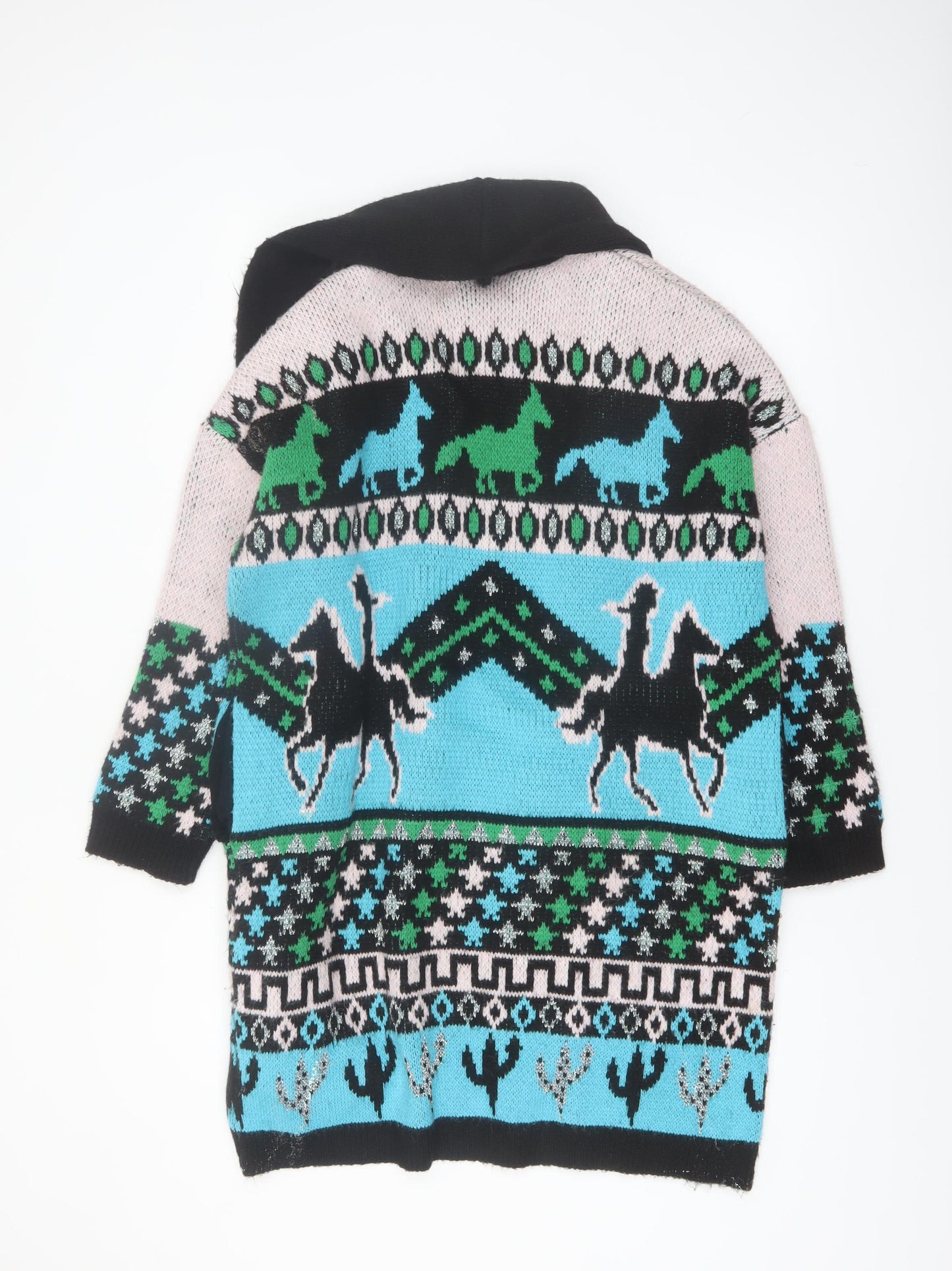 Savida Womens Black Multicoloured Horse Knit Cardigan XS