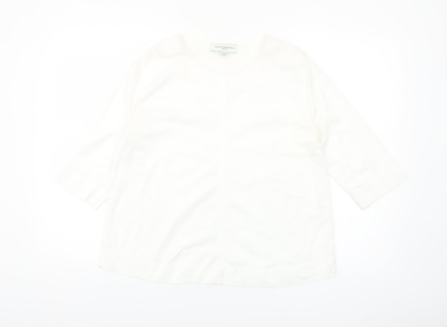 Carolyn Donnelly Women’s White 3/4 Sleeve Cotton T-Shirt UK 10