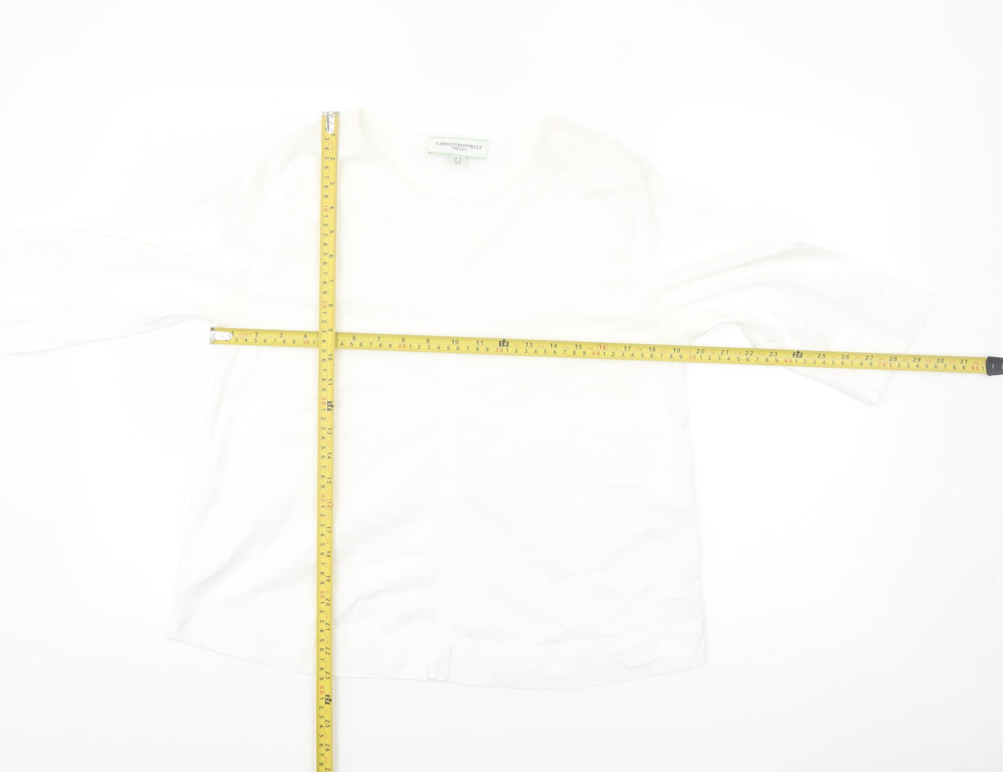 Carolyn Donnelly Women’s White 3/4 Sleeve Cotton T-Shirt UK 10