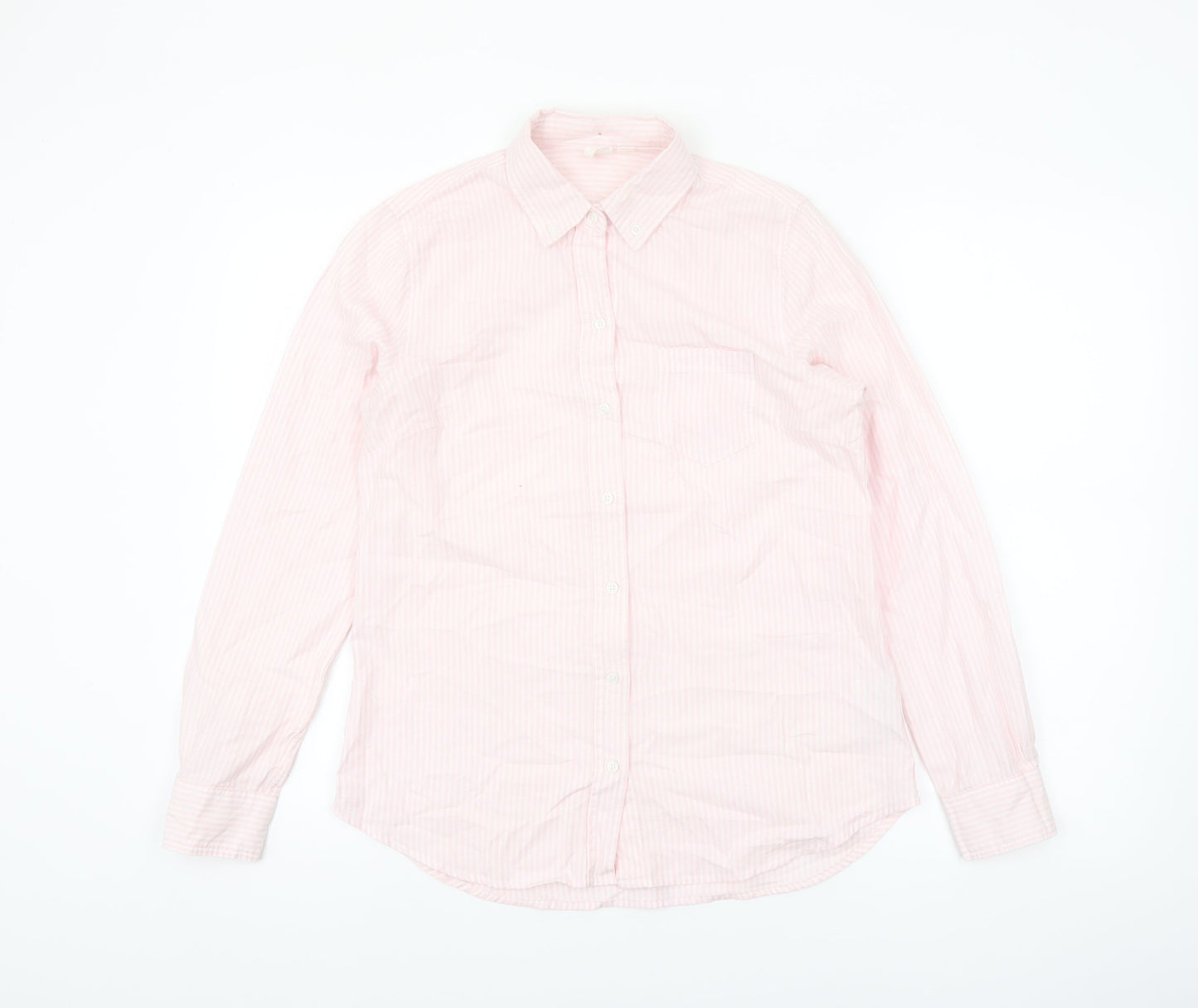 GAP Women's Pink Striped Button-Up Long Sleeve Cotton Shirt XS