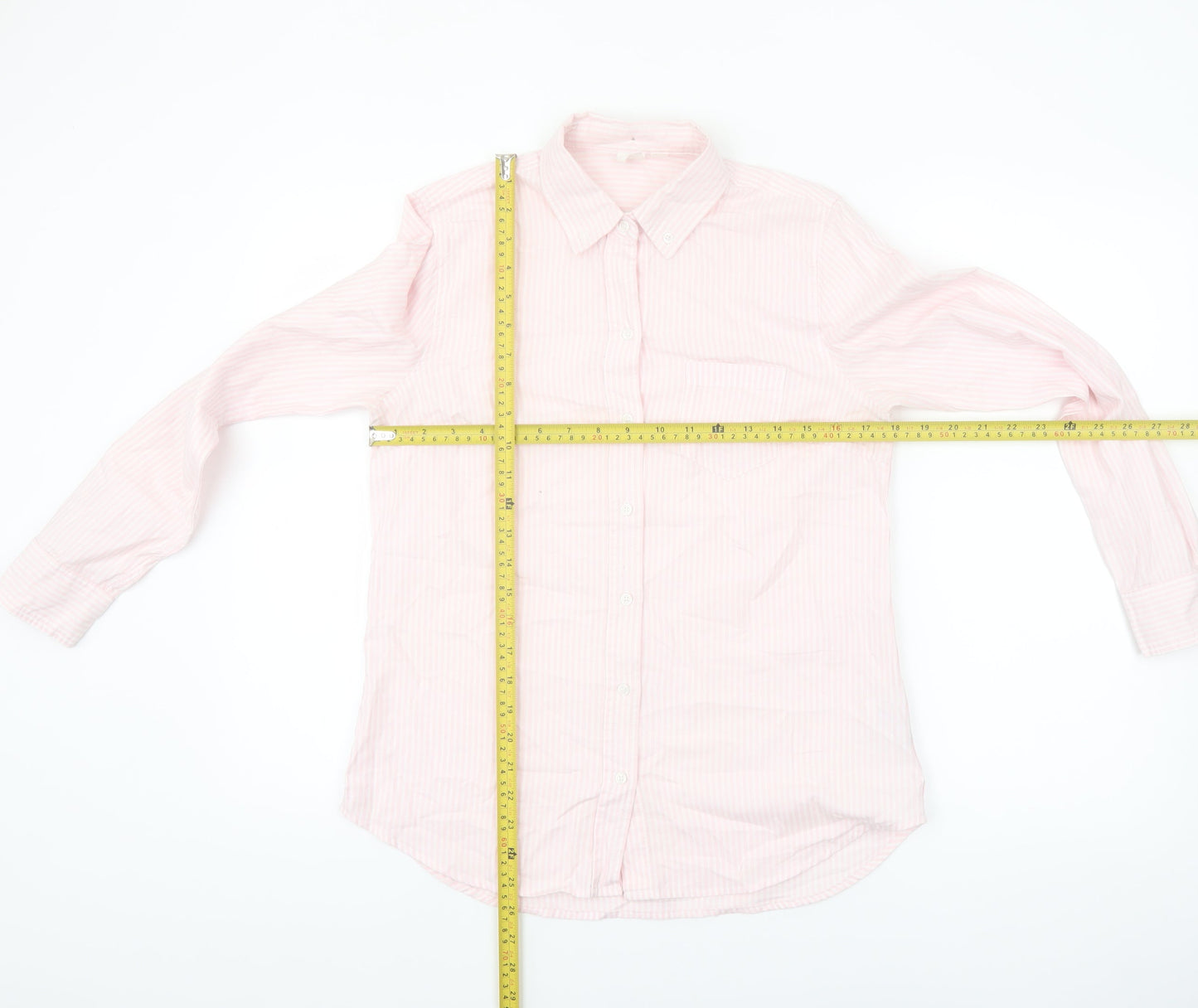 GAP Women's Pink Striped Button-Up Long Sleeve Cotton Shirt XS