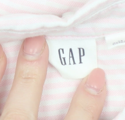 GAP Women's Pink Striped Button-Up Long Sleeve Cotton Shirt XS