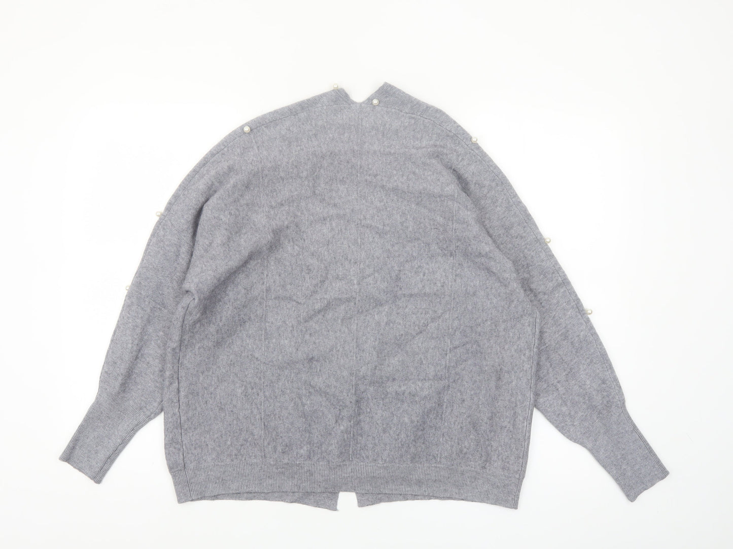 Holity Womens Grey Beaded Knit Cardigan Size S