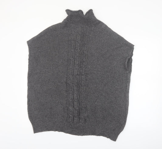 Rachel Roy Womens Grey Roll Neck Sleeveless Cable Pullover Jumper L
