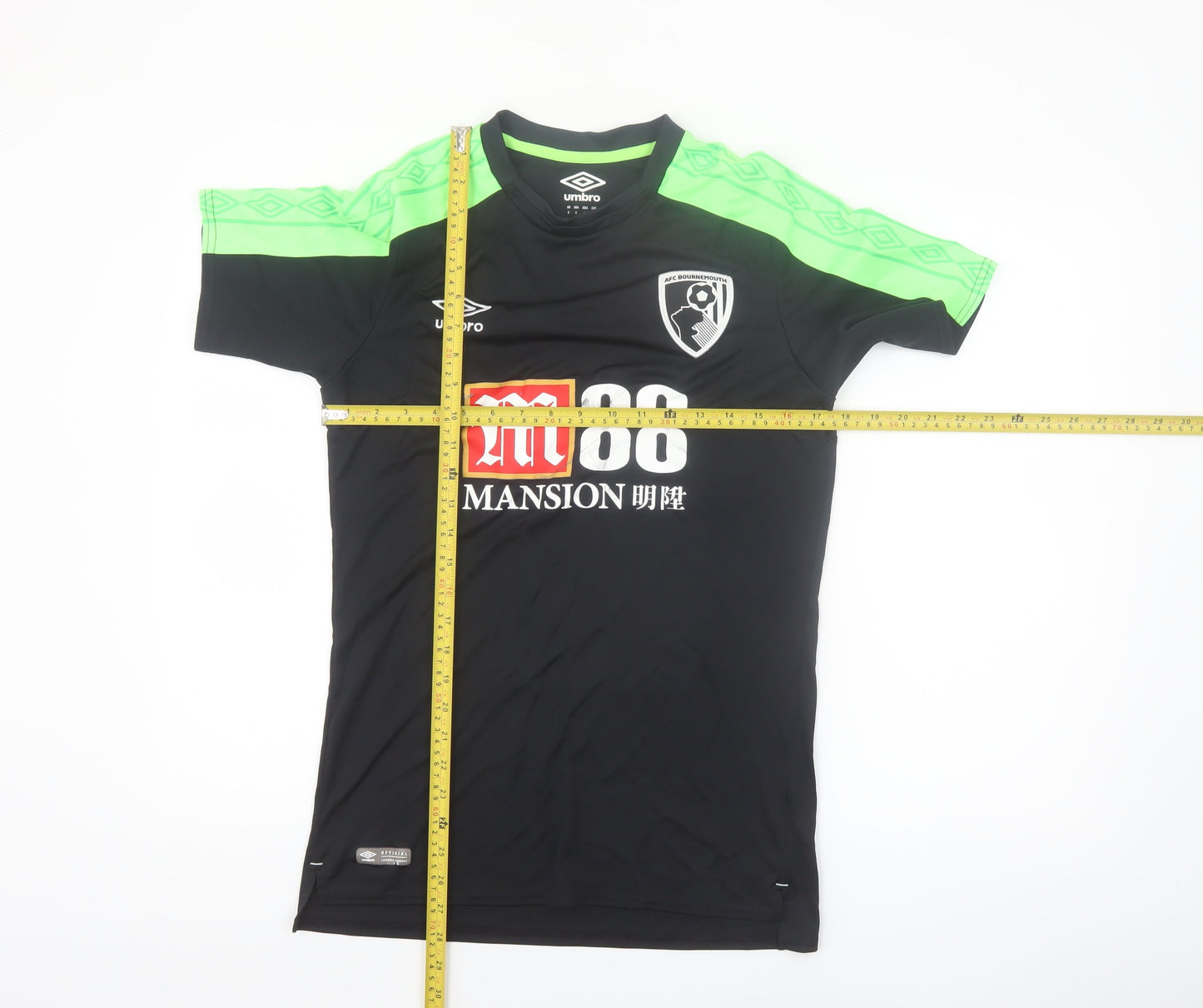 Umbro Men’s Black Green AFC Bournemouth Football Jersey T-Shirt Size S