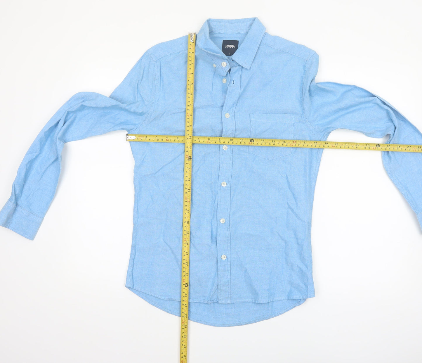 Burton Menswear London Blue Cotton Linen Button-Up Shirt Men S