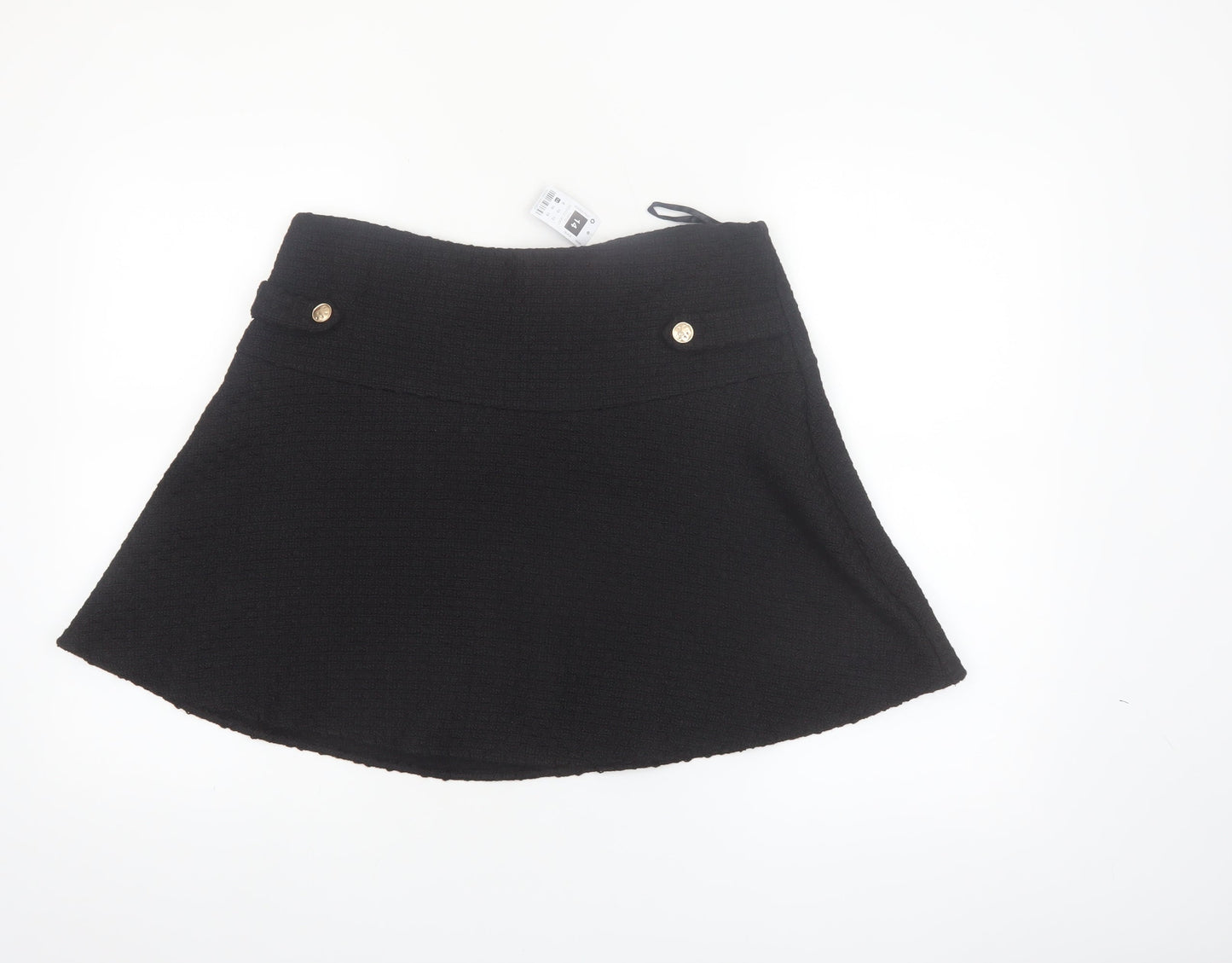 Dunnes Women Black Tweed A-Line Short Skirt Size 14