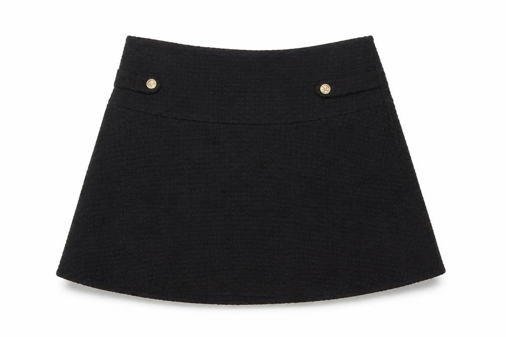 Dunnes Women Black Tweed A-Line Short Skirt Size 14