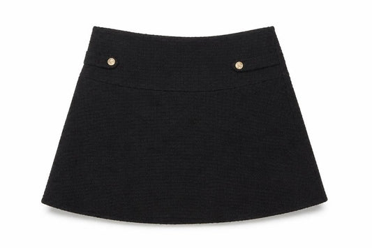Dunnes Women Black Tweed A-Line Short Skirt Size 14
