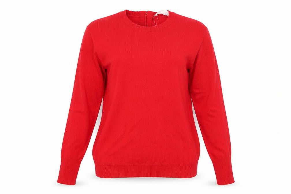 Savida Women Red Crew Neck Long Sleeve Pullover Jumper Size 12