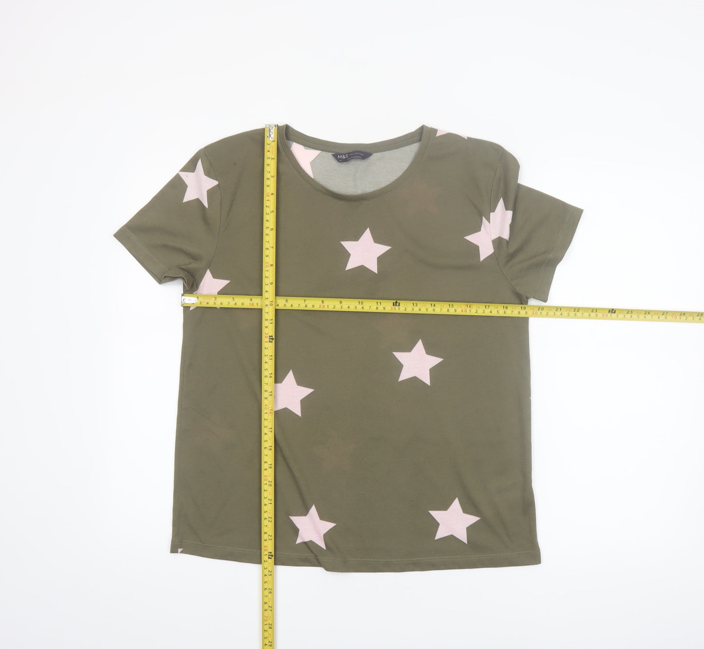 Marks and Spencer Women’s Green Star Print Crew Neck T-Shirt Size 10