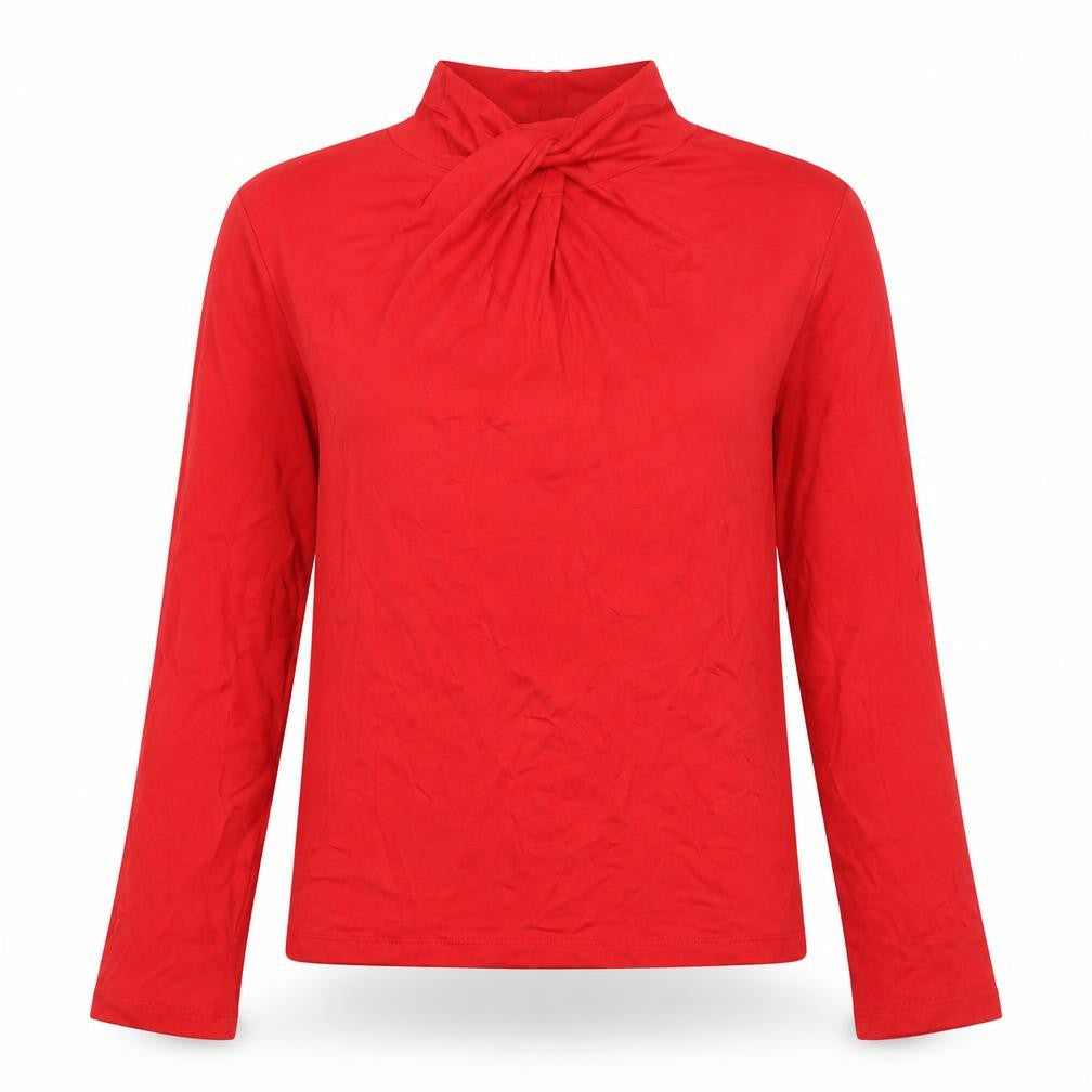 River Island Womens Red High Neck Long Sleeve Viscose Blouse L