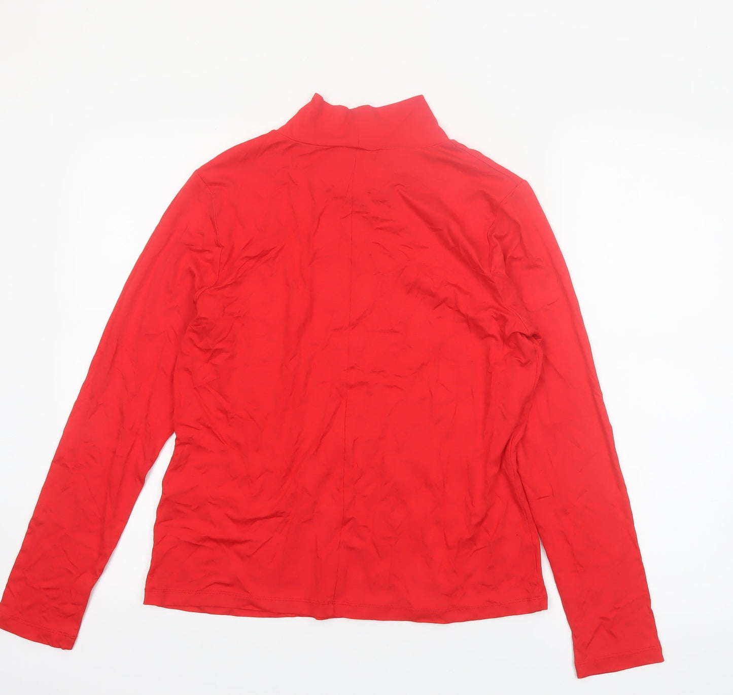 River Island Womens Red High Neck Long Sleeve Viscose Blouse L