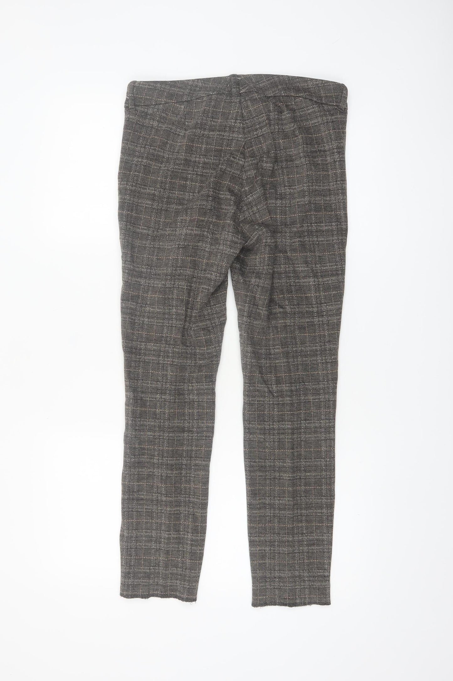Zerres Women Brown Check Slim Fit Stretch Chino Trousers Size 8