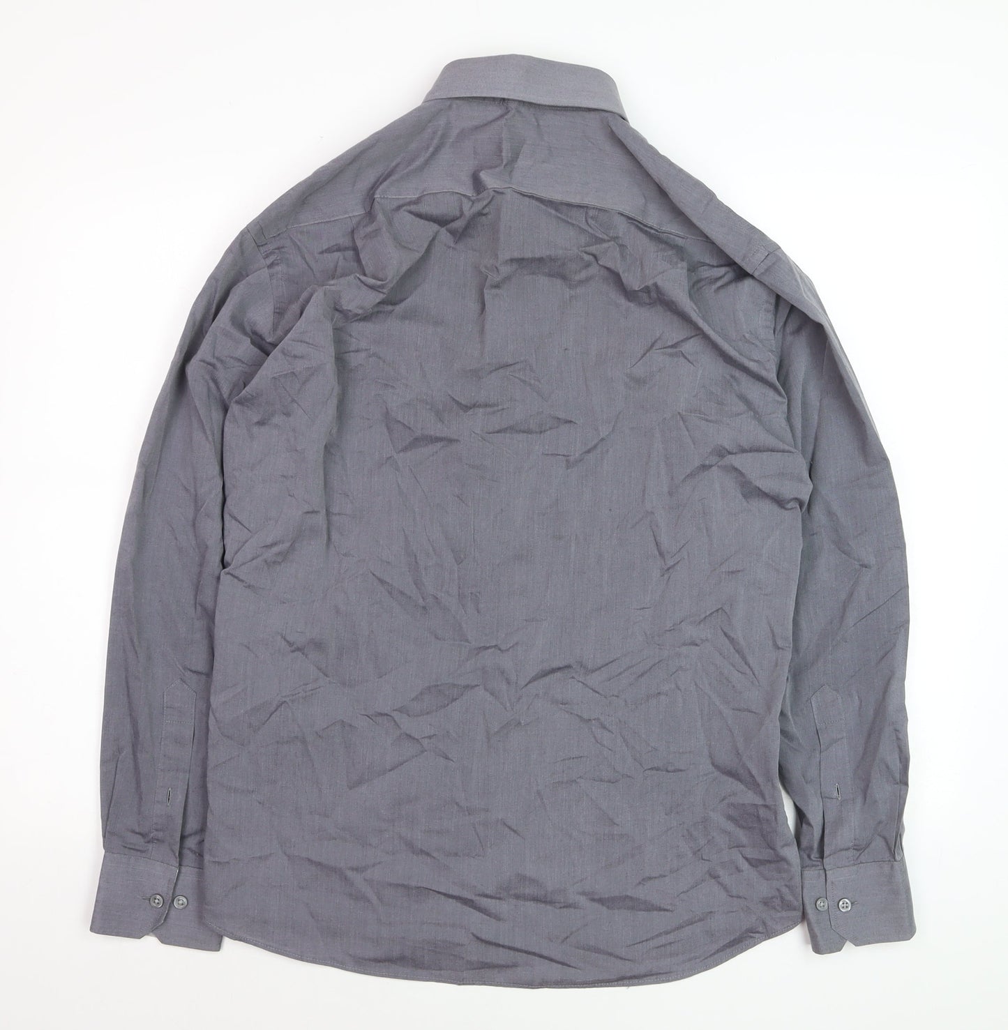 Woolworths Men's Grey Regular Fit Long Sleeve Button-Up Shirt Size 16