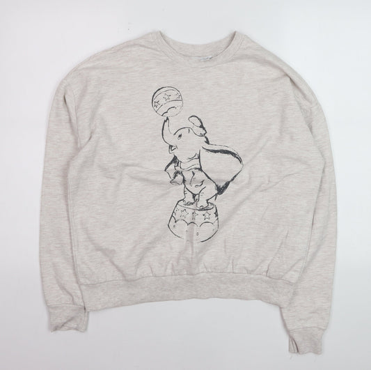 Disney Women Beige Dumbo Sweatshirt S UK 10/12 Crew Neck Pullover
