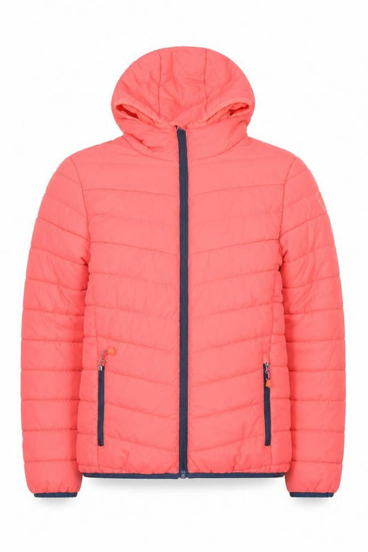 Front view of McKINLEY girls’ pink hooded puffer jacket 12 years polyester mid-length