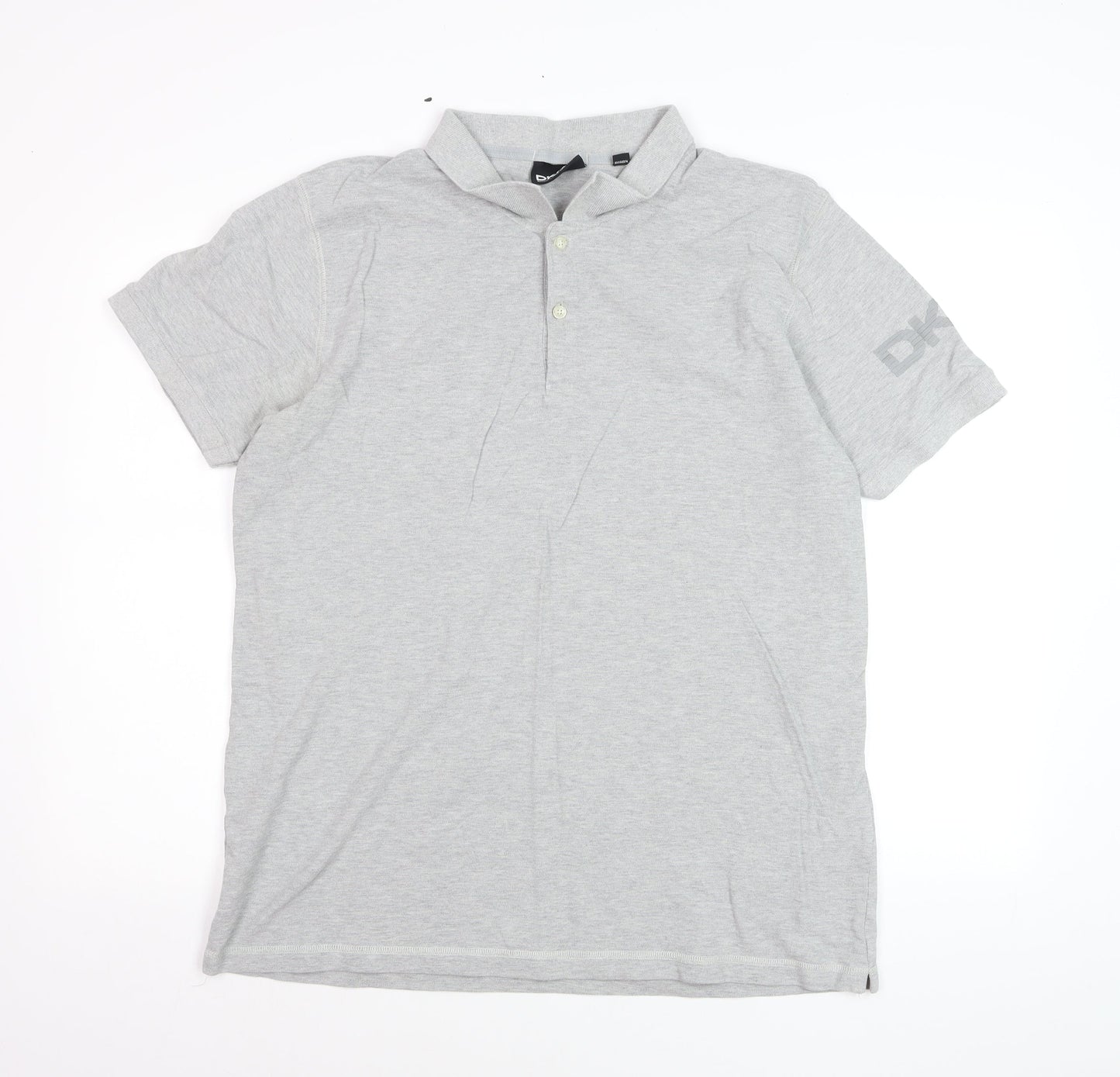 DKNY Men's Grey Cotton Short Sleeve Polo Shirt XL
