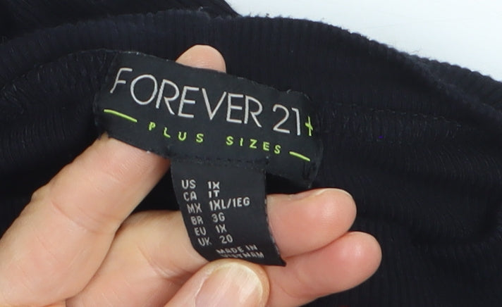 Forever 21 Plus Size Black Bodycon Knit Short Sleeve Dress UK 20
