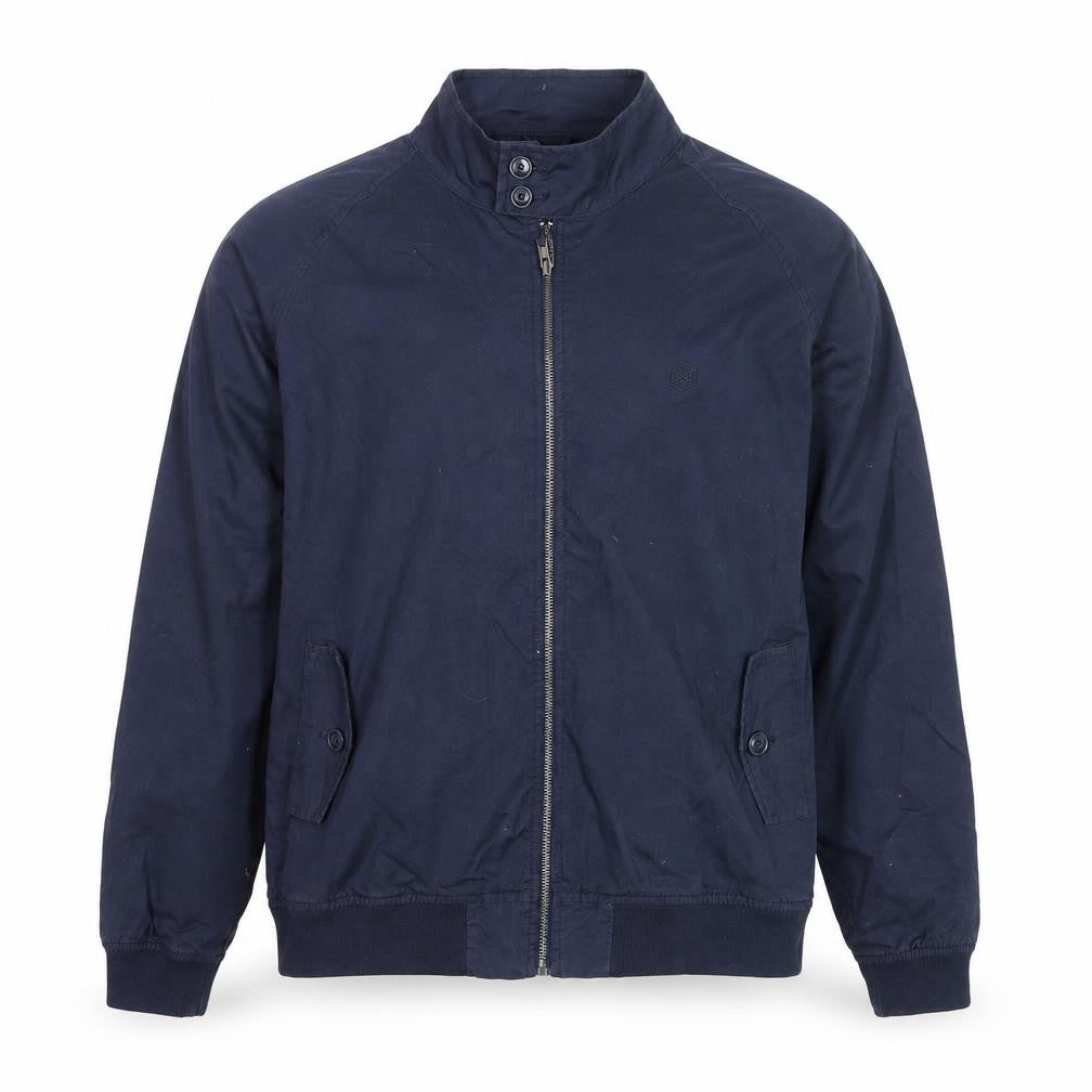 Avenue Men's Blue Cotton Bomber Jacket L Zip Casual Style