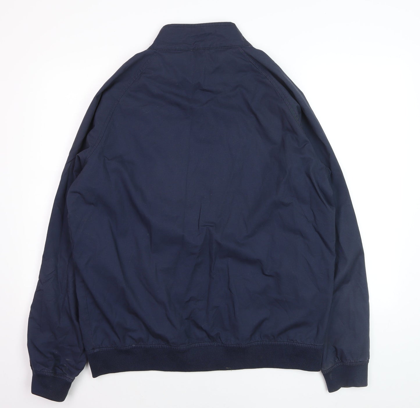 Avenue Men's Blue Cotton Bomber Jacket L Zip Casual Style