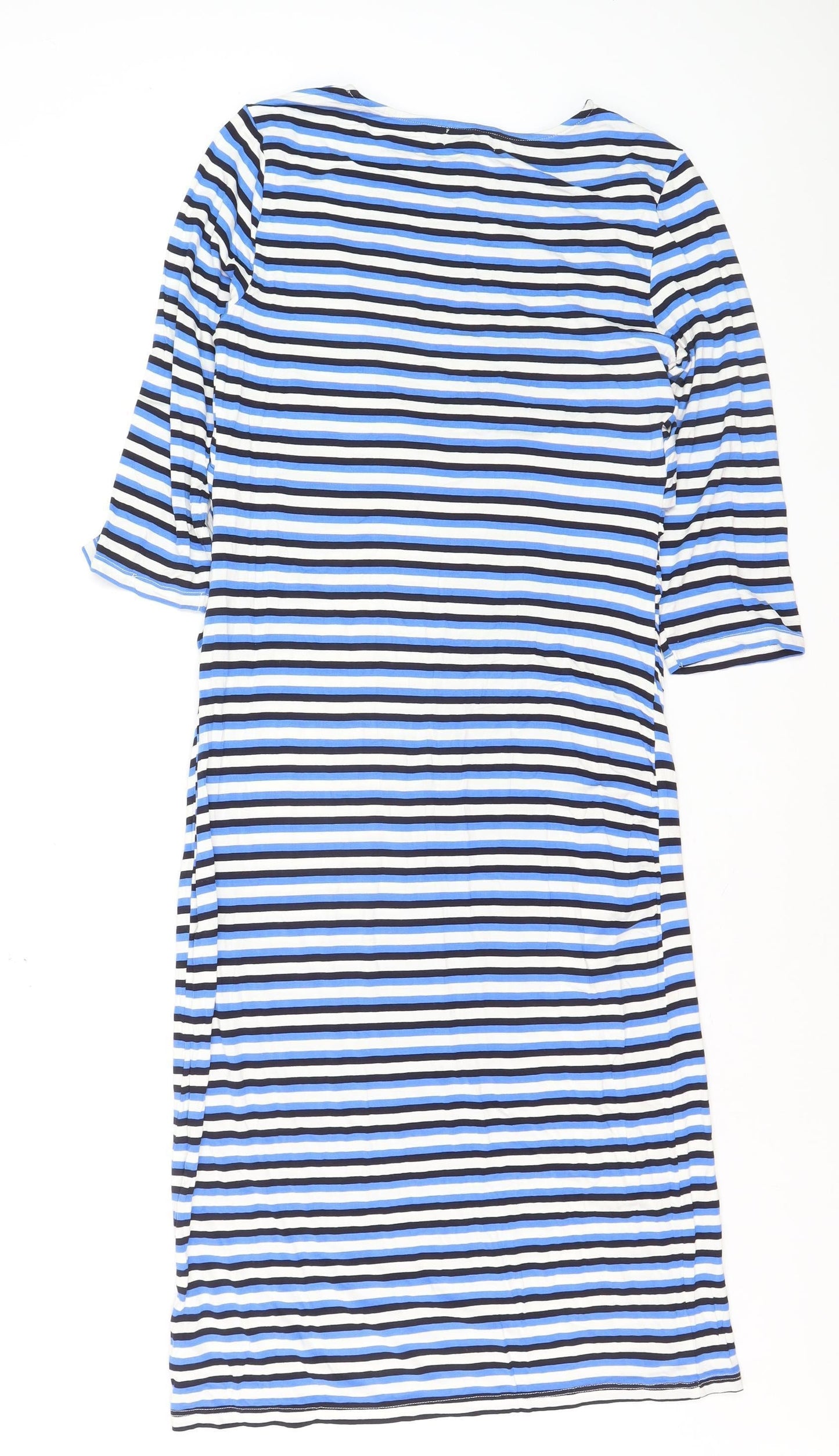 Next Maternity Blue Striped Bodycon Knee Length 3/4 Sleeve Dress Size 14