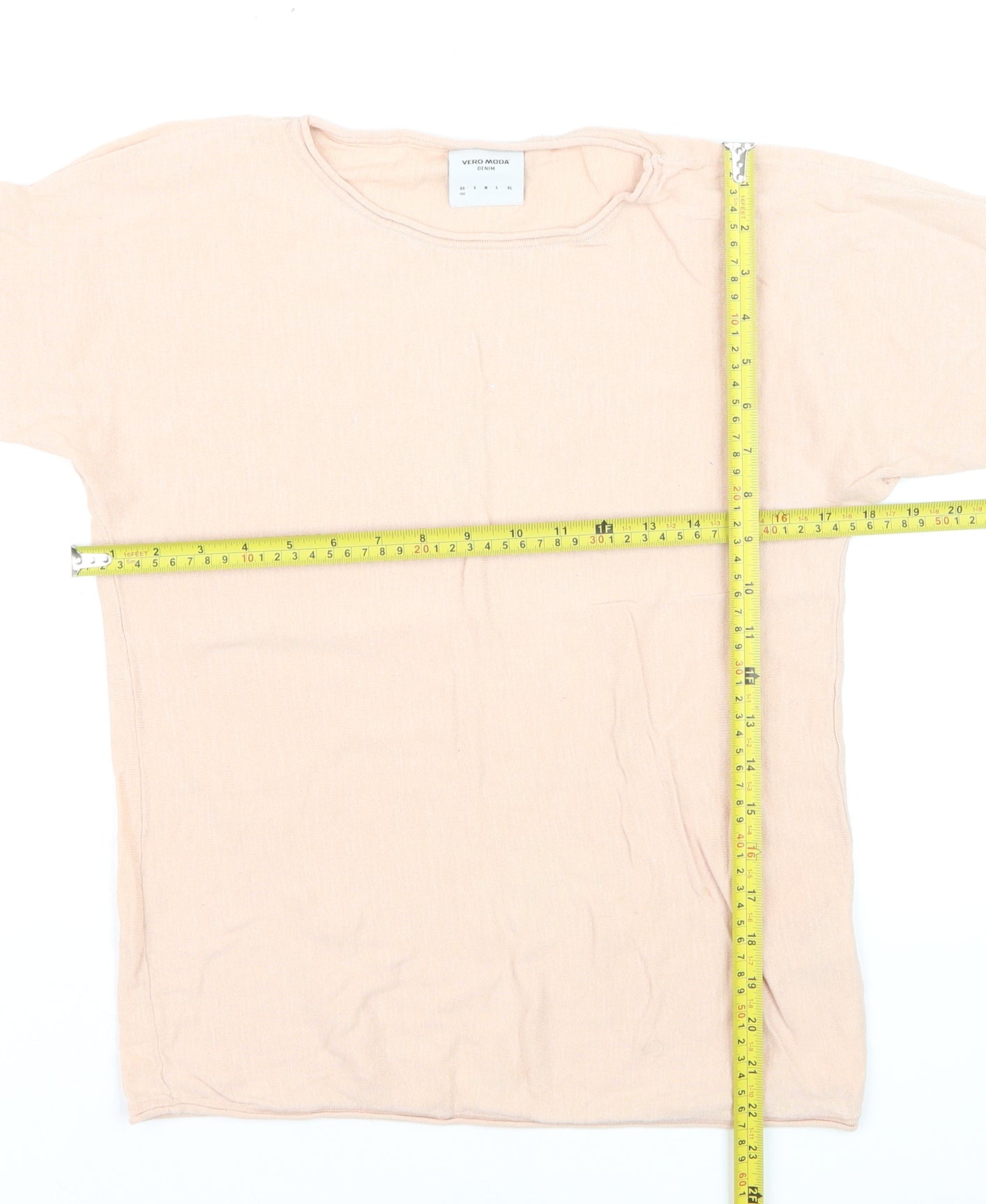 Vero Moda Women Beige Cotton Knit Pullover Jumper Medium