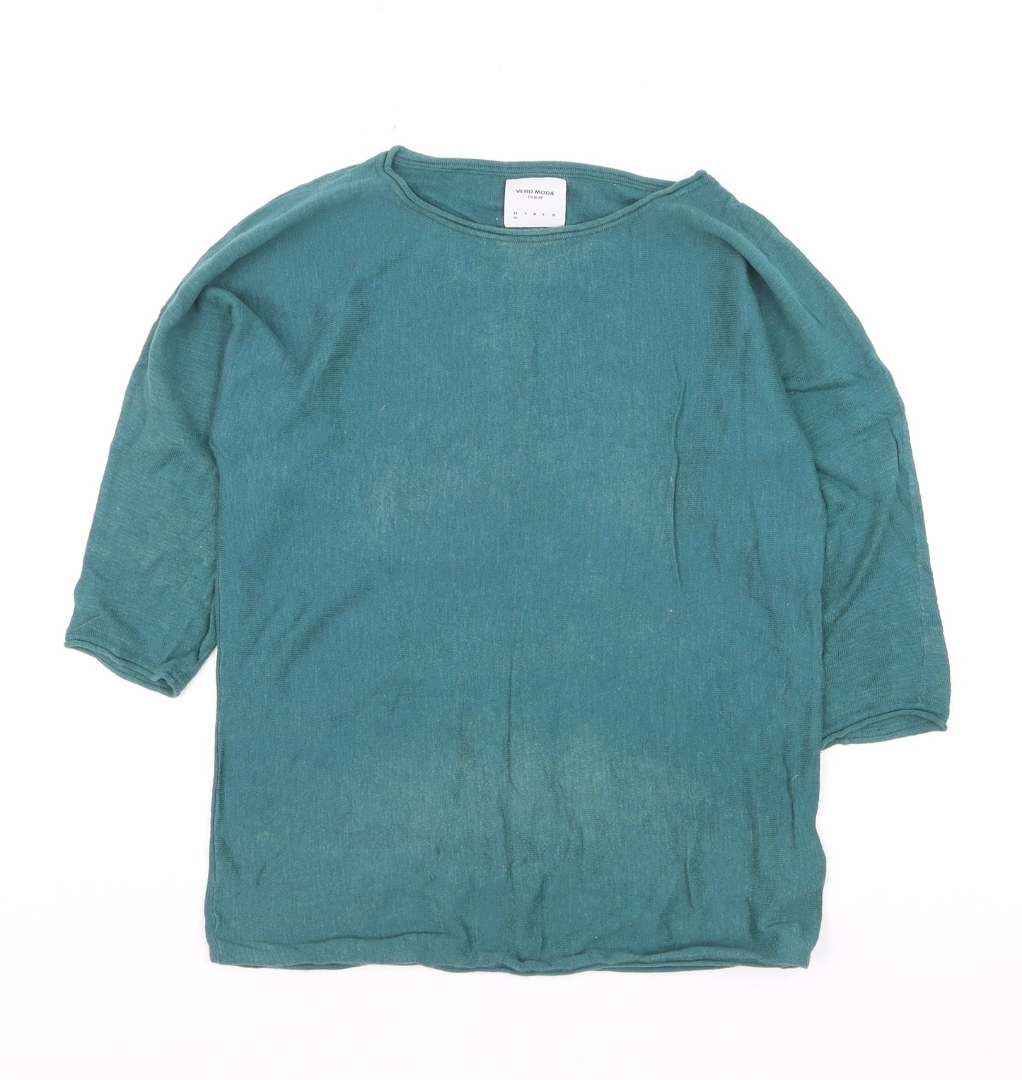 Vero Moda Women’s Green Cotton 3/4 Sleeve Pullover Jumper M