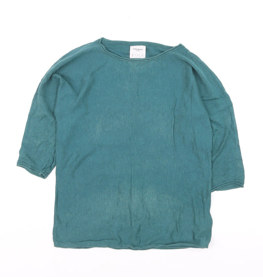 Vero Moda Women’s Green Cotton 3/4 Sleeve Pullover Jumper M
