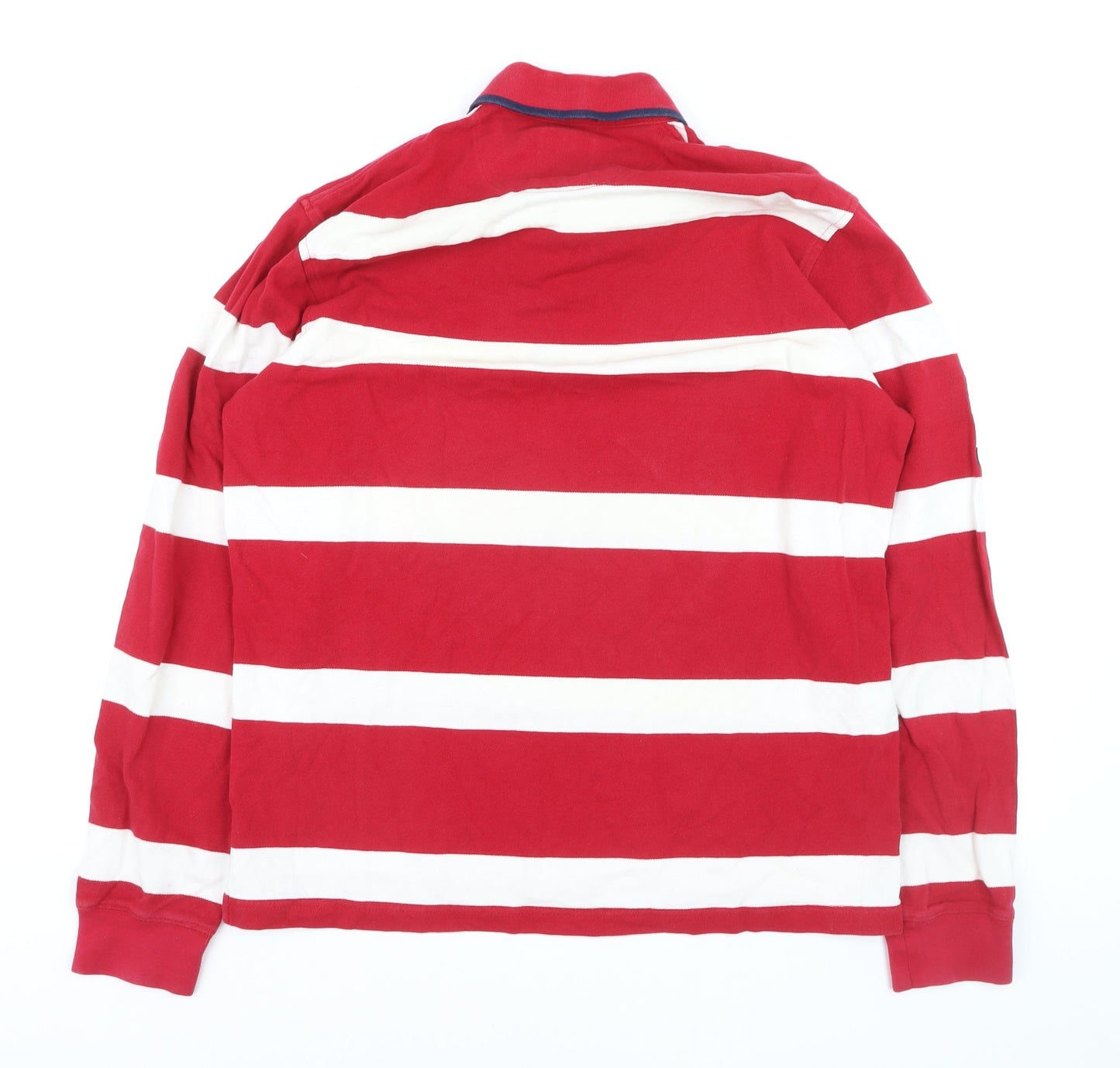 Forecast Men's Red Striped Long Sleeve Rugby Polo Shirt XL