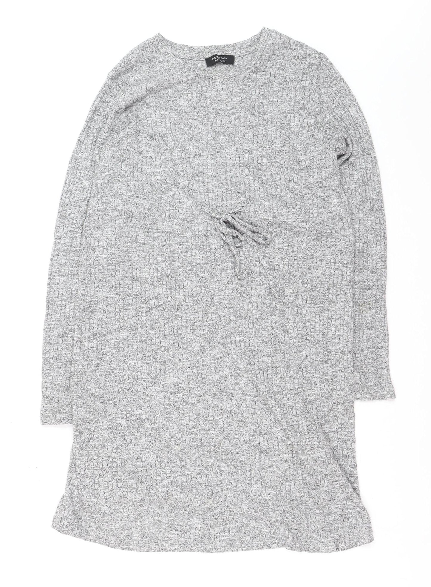 New Look Women Grey Knit Maternity Long Sleeve Sweater Dress Size 12