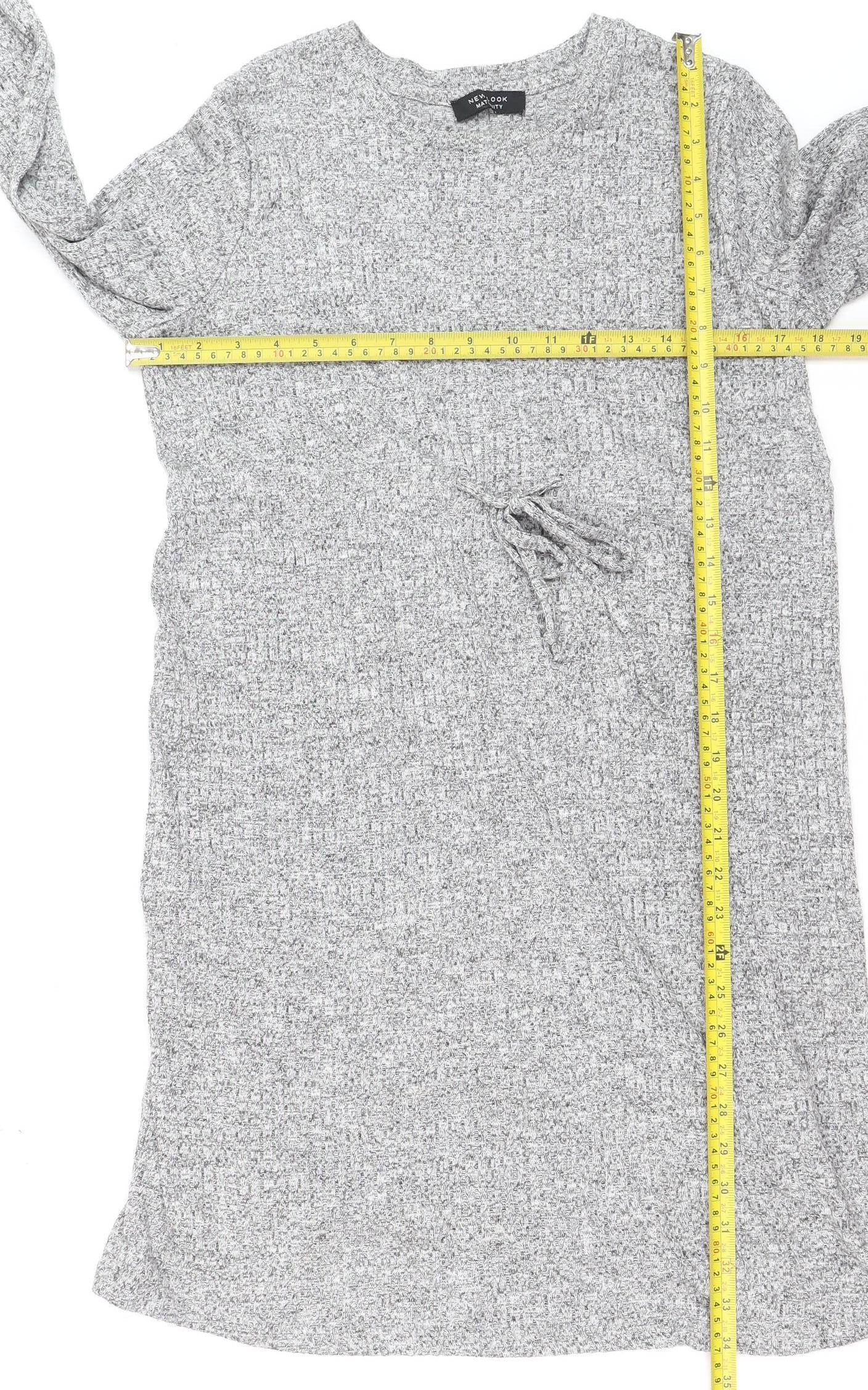 New Look Women Grey Knit Maternity Long Sleeve Sweater Dress Size 12