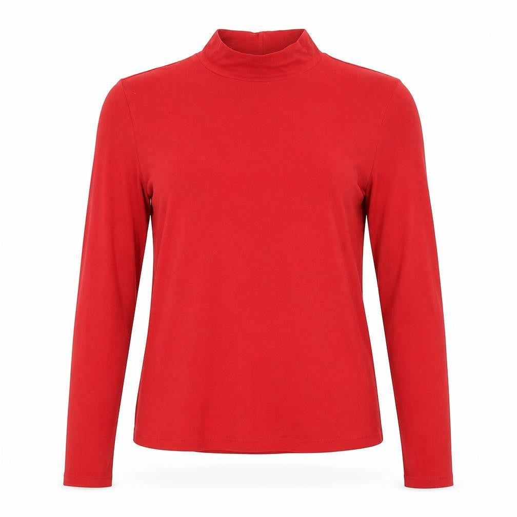 Monki Women's Red Mock Neck Long Sleeve Pullover Jumper Size 12