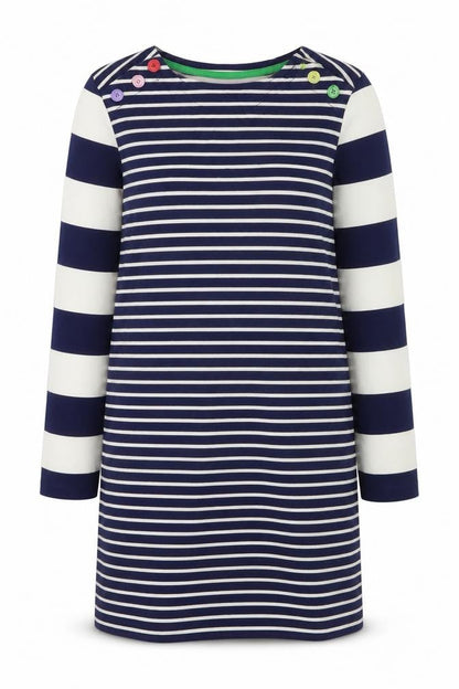 Mini Boden Girls Blue Striped Long Sleeve T-Shirt Dress 11-12 Years