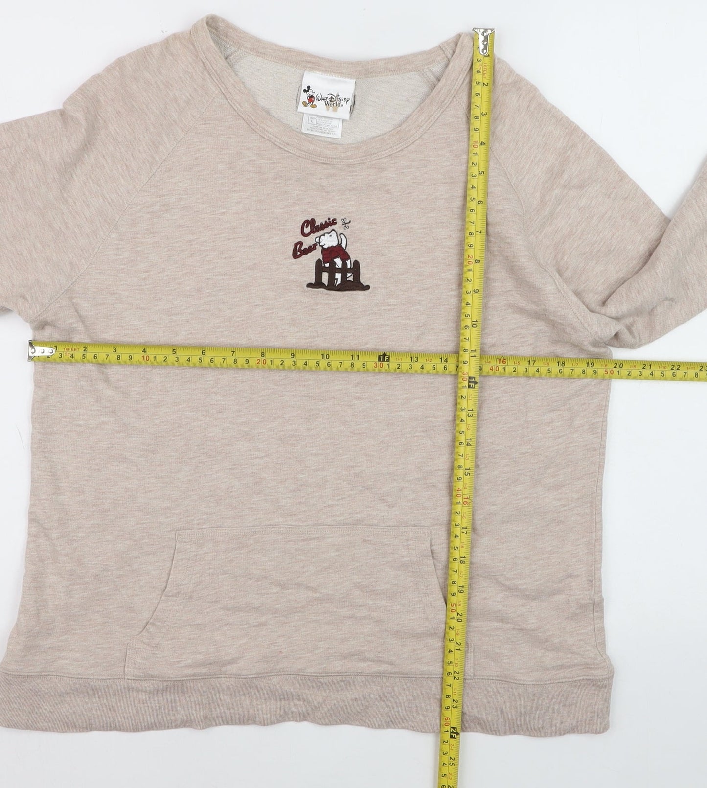 Disney Women Beige Classic Pooh Sweatshirt Size L 100% Cotton