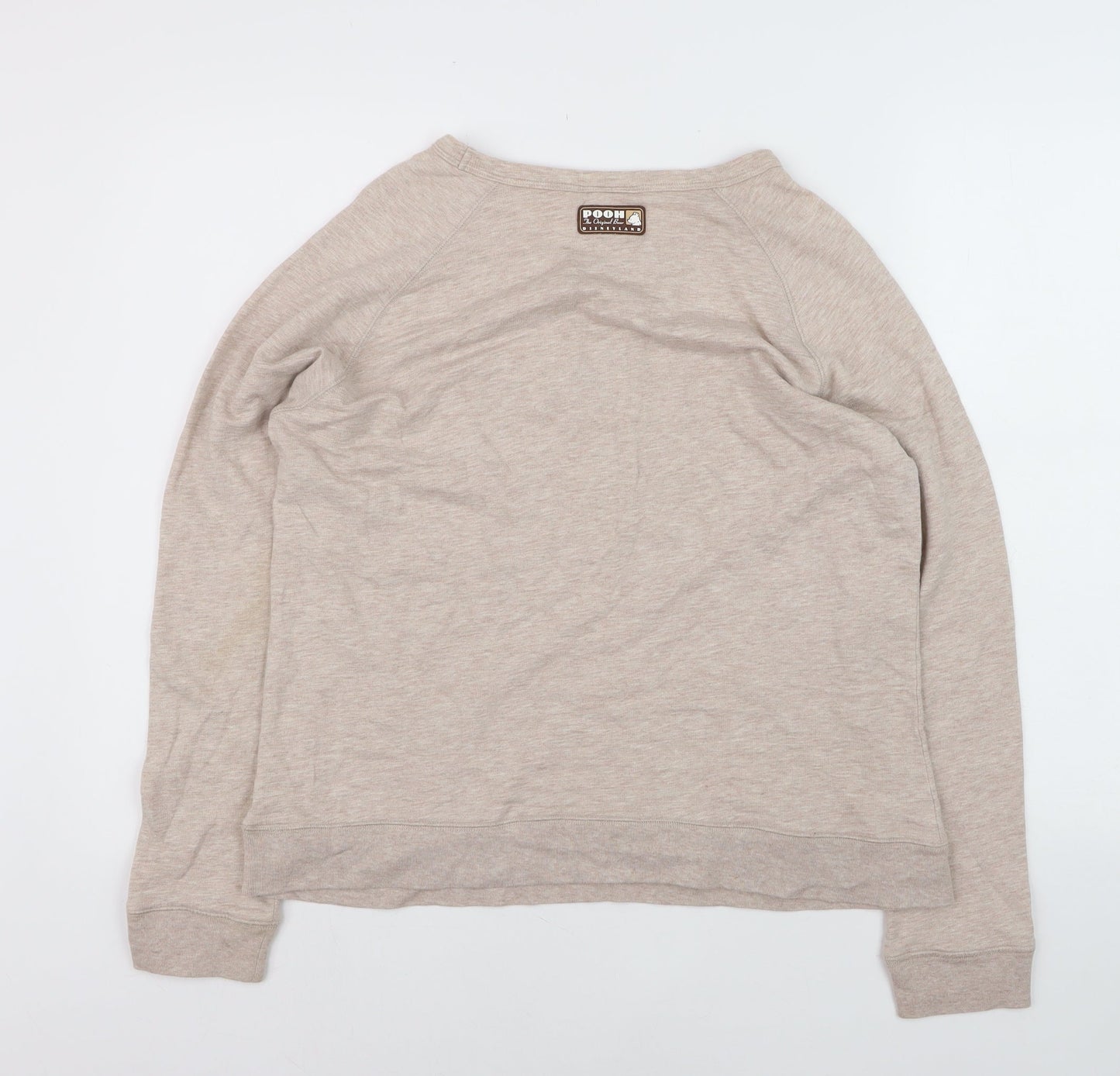 Disney Women Beige Classic Pooh Sweatshirt Size L 100% Cotton