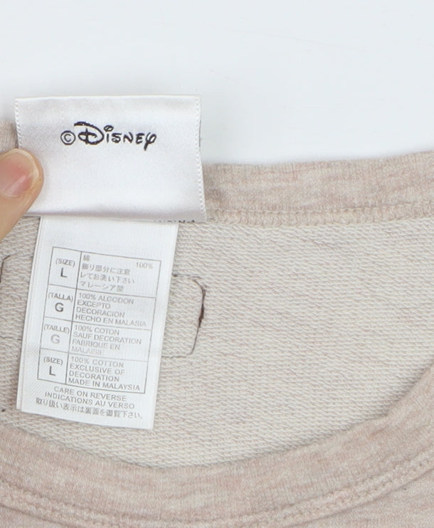 Disney Women Beige Classic Pooh Sweatshirt Size L 100% Cotton