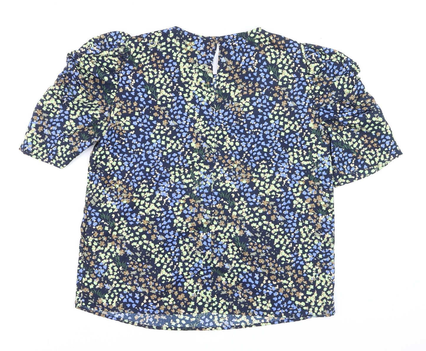 Jacqueline de Yong Women's Blue Floral Puff Sleeve Blouse Size 12