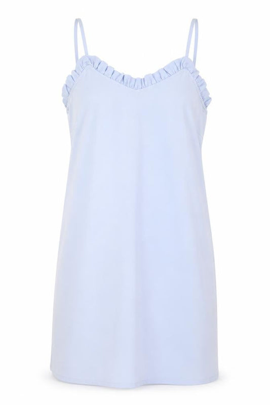 Topshop Women’s Blue Slip Dress Size 10 Ruffle V-Neck Sleeveless
