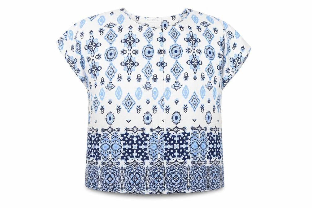 Gallery Women Blue Bohemian Tunic Blouse XL Cotton Woven Top