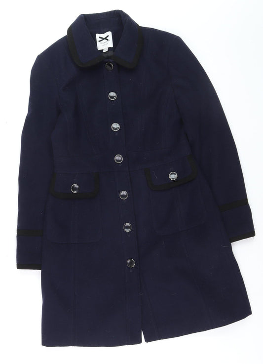 Ruby and Ted Women's Navy Blue Wool-Look Mid-Length Overcoat UK 12