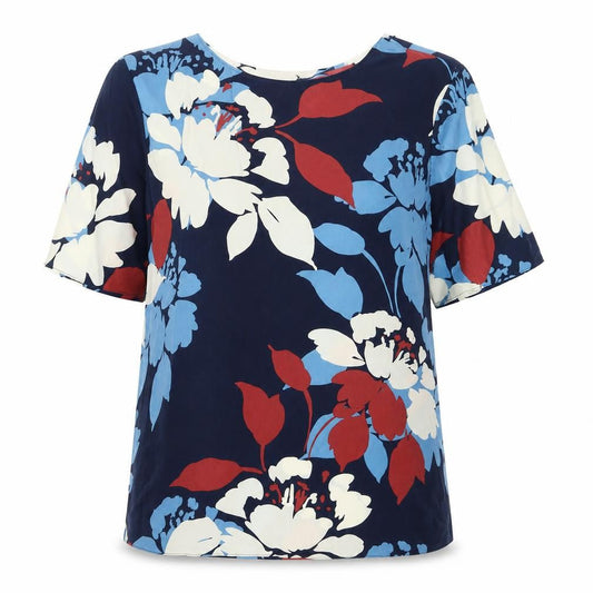 Front view of Jaeger Women’s Multicoloured Silk Floral Blouse UK16