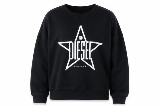 Diesel Womens Black M Pullover Sweatshirt Star Logo Crew Neck